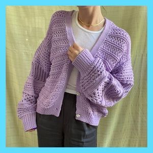 🟣 Zara Chunky Knit Pearl Button Cardigan 🟣